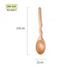 Flatware Sets 14 3cm Long Handle Wavy Solid Wood Fork Dessert Restaurant Small Wooden Spoon Household Tableware