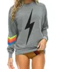 Kvinnors hoodies tröjor kvinnor mode hoodie överdimensionerad regnbåge rand långärmad tröja blixtlåsare