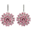 Boucles d'Oreilles Pendantes 35x29mm Deluxe Rose Framboise Rhodolite Grenat Vert Péridot Blanc CZ Femme Fiançailles Argent