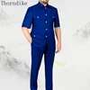 Herren Polos Thorndike Maßgeschneiderter Herrenanzug 2-teilig Klassisch Dunkelgrau Hochzeit für 2023 Slim Fit Bräutigam Smoking Kostüm Mariage Homme 230715