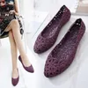 Women Summer Sandals 712 Hollow Pointed Toe Jelly Shoes Cut Out Breathable Flat Flower Cover Heel Leisure Closed