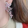 Orecchini pendenti Moda Micro pavimenta rosa Cubic Zirconia Goccia di pietra per le donne Regalo di gioielli da sposa a forma di grande farfalla di lusso E1040