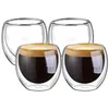 100% New Brand Fashion 4pcs 80ml Double Wall Insulated Espresso Cups Drinking Tea Latte Coffee Mugs Whiskey Glass Cups Drinkware340P