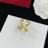 Valentino Femme ouvrant avec des pierres latérales anneaux Vlogo Bracelet en métal Designer or lettre V bijoux de luxe femmes anneau