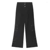 Mäns jeans Syuhgfa High Street Wide Leg Loose Micro Flares Casual Denim Pants Man Personality Clothiing Trendy Rivet Design