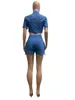 Damen-Trainingsanzüge, Fat MM, Denim-Shorts-Sets für Frauen, zwei 2-teiliges Set, Outfits, Sommerkleidung, Jeans, bauchfreies Top und Cargo-Anzug, lässige Frau