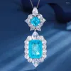 Collier boucles d'oreilles ensemble EYIKA luxe couleur argent femme fête mariage bijoux de mariée brésilien Paraiba Tourmaline bleu Fusion pierre anneau