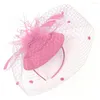 Berretti Hair Hoop Design Fascinator Hat Dolce copricapo da sposa fatto a mano Tinta unita Faux Feather Mesh Decor Copricapo da sposa