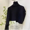 Kvinnors tröjor ihobby vinter turtleneck tröja stickade kappor kappa kvinnor bat hylsa lös pullover poncho dra high street oregelbunden gröda