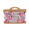 Bracelets à maillons ensemble Preppy pour femmes filles adolescents coloré sourire coeur étoile perlé polymère argile perle empilable charme Y2K Kidcore