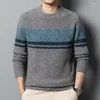 Men's Sweaters Mens Wool Thick Sweater Autumn & Winter Fashion Patchwork Colors Jumpers Male O-Neck Warm Pure Knit Clothing