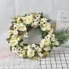 Decorative Flowers Product 16Inch Artificial Rose Flower Wreath Window Door Hanging Garland Christmas Wall Ornament Wedding Bridal Decor