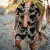 Herren-Trainingsanzüge, Sommer-Hawaii-Anzug für Herren, kurzärmelig, bedrucktes Knopfhemd, Strandshorts, Straße, lässig, Herrenanzug, 2-teilig, S-4XL, 230715