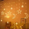 Звездная луна светодиодная занавеска Garland Light Eid Mubarak Ramadan