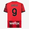 Nuevo 23 24 AC MILANS GIROUD Jerseys de fútbol PULISIC RAFA LEAO 2023 2024 BENNACER MUSAH Hogar lejos Tercera camiseta de fútbol THEO KALULU Adulto Hombres Niños Kit Uniforme IBRAHIMOVIC