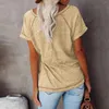 Women's Blouses Womens Short Sleeve T-shirts Casual Solid Color Tees Tops Loose O-Neck Plus-size Tunic Shirt Top Office Work Pullover
