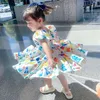 女の子のドレスベイビーキッズブリデメイド子供のための結婚式プリントボールガウンズガールズブティックパーティーエレガントなフロックを着る