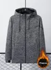 Herrtröjor 2023 Vinter grundläggande tjocka varma hoodie -män zip up fleece tröjor 7xl 8xl plus size solid bomull casual termisk hoody jacka jacka