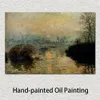 Claude Monet Canvas Art Sun Setting Over The Seine Winter Effect Handmade Oil Painting Impressionist Artwork Home Decor Modern