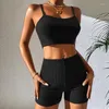 Agasalhos femininos conjunto de ioga shorts de academia sutiã esportivo feminino roupas de treino para meia-calça roupas esportivas sem costura camisola