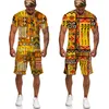 Erkek Trailtsits Yaz 3d Afrika Baskı Gündelik T-Shirts Çift Kıyafetler Vintage Style Hip Hop T Shirtsmens Şort Erkek Trailsuit Seti 230715