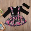 Ensembles de vêtements Pudcoco Enfants Bébés Filles Vêtements Coton À Manches Longues O-cou T-shirt Tutu Fleur Jupe Bandeau 0-24 Mois Helen115