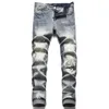 Mens Designer Jeans Distressed Lettre impression Ripped Biker Slim Jeans Fit Moto Bikers Denim Pour Hommes Mode Mans Hip Hop Pantalon de haute qualité