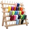 Noções de costura Ferramentas Casa 60 carretel de linha de madeira Rack e organizador Prateleira de madeira maciça Armazenamento dobrável para quilting Bordado255Z