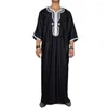 Ethnic Clothing Eid Mubarak Kaftan Dubai Abaya Turkey Muslim Fashion Mens Long Shirt Saudi Arabia Man Moroccan Casual Embroiderey Robe Black