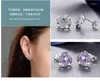 Boucles D'oreilles Classique Marque Trèfle Purper Cristal Améthyste Pierres Précieuses Diamants Pour Femmes 18k Or Blanc Argent Brincos Bijoux