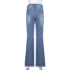 Jeans feminino vintage cintura alta 2023 magro Y2K flare para meninas calças jeans rasgadas moda feminina Harajuku capri