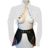 Damenjacken Gothic Frauen Glänzendes PVC-Leder Langarm Rüschenkragen Schlank Sexy Kurzmäntel Kleidung Club Outfits S-7XL