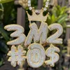 Hanger Kettingen Bubble Letter Iced Out Prong Setting Gepersonaliseerde Hanger Aangepaste Naam Ketting voor Mannen Crown Bail Real Copper Hip Hop Sieraden 230715