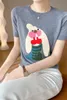 メンズTシャツ2023女性の刺繍Tシャツ長い耳ウサギ洗練されたニットハーフスリーブファッションショートサマー衣類230715