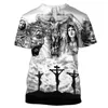 Erkek Tişörtleri Hıristiyan Katolik İsa 3d Baskı T-Shirt Yaz Paskalya Günü O boyun boyun kısa kollu gündelik tarzı erkek giyim büyük boyutlu üstler