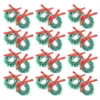 装飾的な花24 PCクリスマスツリーウィンドウトリムハンギングガーランド装飾ミニグリーンおもちゃ装飾サイサルシルククリスマスリース