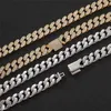 12mm Flip Buckle Single Row Zircon Cuban Chain Hip Hop Halsband Trendiga personlighet Män halsband