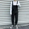 Pantaloni da uomo Primavera Abbigliamento da lavoro da uomo Cinturino versione coreana Allentato Gamba larga Crop Tuta da appendere retrò dritta