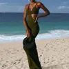 カジュアルドレス2023夏の女性のホリデーニット不規則な長いスカートスリングエレガントなセクシーなパーティーバックレスタイトな包帯ドレス