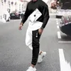 Agasalhos masculinos Agasalho de treino Vintae Estampado em 3D Suéter de 2 peças com gola redonda Conjunto de calças Terno Roupa de rua Roupa esportiva de verão