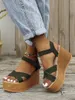 Sandali Criss-Cross Buckle Wedge Womens Summer Peep Toe Shoes Ladies Casual Confortevole Platform Party Sandalo Zapatos Plataforma