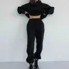 Pantalon deux pièces pour femmes survêtement surdimensionné femmes costume polaire sweats à capuche ensemble de sport décontracté sweats pull Jogging pantalons de survêtement coréen