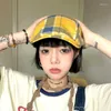 Berets American Spicy Girls/Spring/Summer Returned Hat Forward What Women Vintage Thin Plaid Retro Spaper Мужские антиквариат