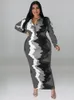 Plus size Dresses Wmstar Plus Size Dresses Women Clothes Tie Dye Long Sleeve V Neck Casual Fashion Shirts Maxi Dress Wholesale Drop 230715