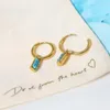 Hoop Earrings WILD & FREE In Stainless Steel For Women Vintage Natural Stone Turquoise Charm Simple Trendy Jewelry