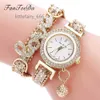 FanTeeDa Top marque femmes Bracelet montres dames amour Bracelet en cuir strass Quartz montre-Bracelet de luxe mode montre à Quartz