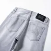 Herr jeans designer sommar jeans för män premium grädde grå mode high end jeans herr mode märke elastisk smal passform liten rak rör denim långa byxor tx20