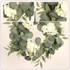 Decorative Flowers Ring Simulation Wreath Hydrangea Party Light House Decorations For Home Eucalyptus Leaf Artificial