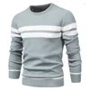 Men's Sweaters Autumn And Winter Mens Casual Stripe Sweater Pullover Color Matching Soft Breathable Men Long Sleeve Sports Knit