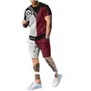 Survêtements pour hommes hommes costume T-shirt et Shorts 2 pièces été plage vêtements de sport décontractés en plein air 2023 mode tendance impression 3D